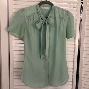 Mint Silk Ulla Johnson Pussy Bow Blouse